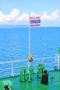 Thailand Flag and Ferry, Koh Samui, Thailand Royalty Free Stock Photo