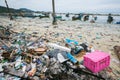 KOH SAMUI, THAILAND - APRIL 22: Garbage on beach.