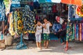 Koh Sichang, Chonburi, Thailand - February 15, 2018 : Two funny little asian girls holding hands in a shape of heart in a Thai