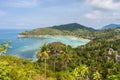 Koh Tao panorama landscape view on sea, Taa Toh Bay beach and Chalok Baan Kao Bay