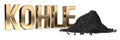 Kohle German/ Coal English - typographical concept - 3D illustration Royalty Free Stock Photo