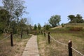 The Kohler Dunes Cordwalk trail along the sandy dunes in Sheboygan, Wisconsin