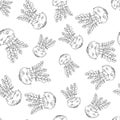 Kohlrabi hand drawn vector seamless pattern