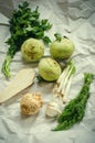 Kohlrabi soup ingredients Royalty Free Stock Photo