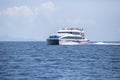 KOHTAO THAILAND - MARCH7,2018 : catamaran speed boat running over blue sea of koh tao most popular traveling destination in surat