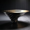 Kohya Samurai Dining Table: Futuristic Spiral Vortex Design