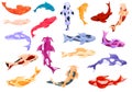 Koi carp icons set, cartoon style Royalty Free Stock Photo