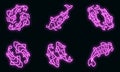 Koi carp icons set vector neon