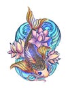 Koi carp tatoo colorful