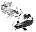 Koi carp vector isolate for tattoo style.Japanese carp drawing.Hand drawn line art of fish. Royalty Free Stock Photo