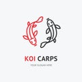 Koi Carps Fish Sign Thin Line Icon Emblem Concept. Vector Royalty Free Stock Photo