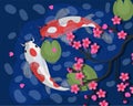 Koi carps. Koi japanese fish vector illustration. Chinese goldfish. Koi symbol of wealth