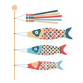 Koi Fish Carp Streamer Flag Japan Illustration Royalty Free Stock Photo