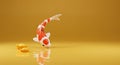 Koi fish with gold ingot graphic Royalty Free Stock Photo