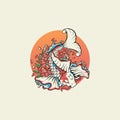 Koi fish illustration design with japanesse style