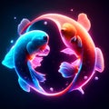 Koi fish in neon light. Vector illustration in neon style. generative AI Royalty Free Stock Photo