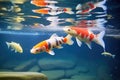 koi fish with orange spots in a clean pond environment