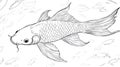 Koi Fish Outline Detailed Scaled Carp Angling Symbol Royalty Free Stock Photo