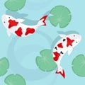 Koi fish pond seamless pattern vector