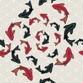 Koi fish pond seamless pattern of asian art Royalty Free Stock Photo