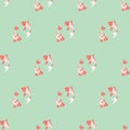 Koi fish seamless background on mint background, vector illustration