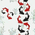 Koi fish pond seamless pattern of asian art Royalty Free Stock Photo