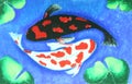 Koi fish swiming in water painting