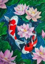 Koi Fish Swimming in a Pond