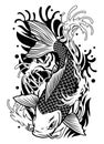 Koi fish tattoo design in classic japan style