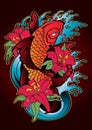 Koi fish Tattoo Japanese style color Royalty Free Stock Photo