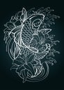Koi fish Tattoo Japanese style pattern draw Royalty Free Stock Photo