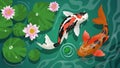 Koi fishes swiming in the pond