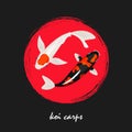 Koi japanese carps vector background. Koi fish banner design