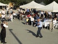 Old man dancing at wine festival in Koilani village, Cyprus