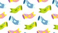 Koinobori carp streamer fish kites. Happy childrens day seamless pattern with fish. Vector background Royalty Free Stock Photo