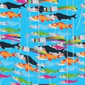 Koinobori fly many seamless pattern