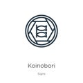 Koinobori icon. Thin linear koinobori outline icon isolated on white background from signs collection. Line vector sign, symbol Royalty Free Stock Photo