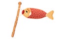 Koinobori Japanese fish flag on bamboo stick, traditional carp isolated on white background. Royalty Free Stock Photo
