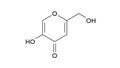 kojic acid molecule, structural chemical formula, ball-and-stick model, isolated image chelation agent