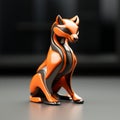 Modern Sculpture: Orange And Black Fox In Maya Style