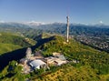Kok tobe park in Almaty city with TV tower Royalty Free Stock Photo