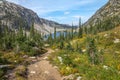 Kokanee Lake trail and first view of Kokanee Lake, BC