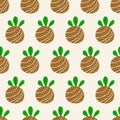Kokedama seamless hand drawn pattern. Ball of soil covered with moss. Traditional japanese decorative plant Royalty Free Stock Photo