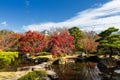 Koko-en autumn garden with Himeji castle, Japan Royalty Free Stock Photo