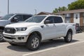 Ford Ranger pickup truck display at a dealership. The Ranger name has been used on multiple light duty truck models sold by Ford