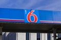 Kokomo - Circa October 2016: Motel 6 Logo and Signage. Motel 6 is a major chain of budget motels I Royalty Free Stock Photo