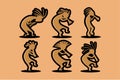 Kokopelli fertility deity design vector set