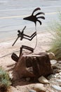 Bronze sculpture, flute playing Kokopelli