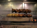 Kokoretsi roasting on a spit