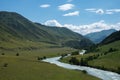 Koksu river gorge in Kazakhstan. Tourism, travel in Dzungarian Alatau concept